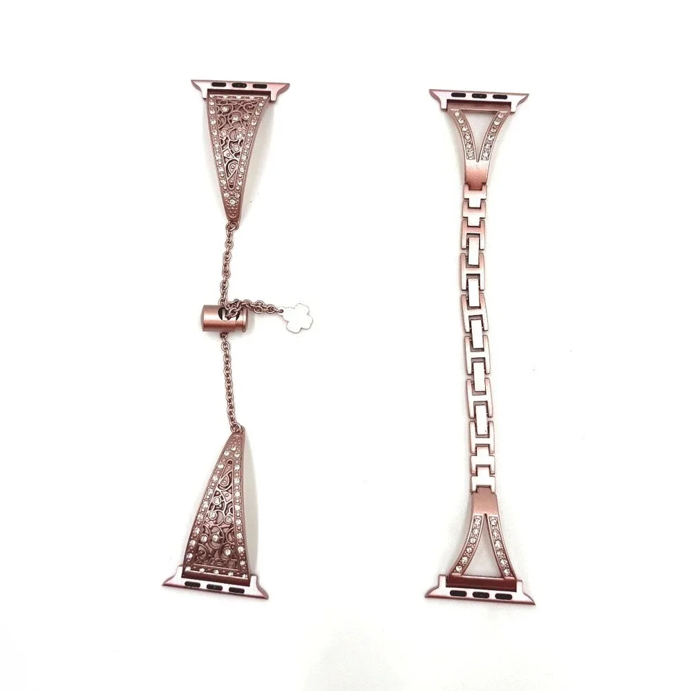 Set of 2‎ Rose Gold Apple Watch Band Rhinestone Charm Women's Luxury Accessory